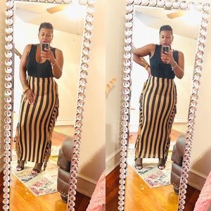 New Black/Beige Fringe Maxi Skirt